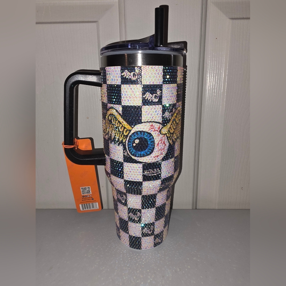 Von Dutch Flying Eyeball Studded Bling Tumbler